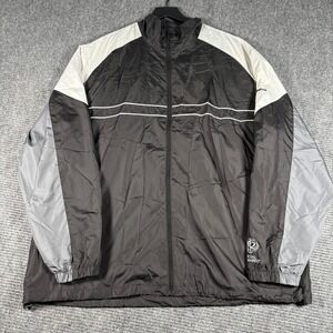 Reebok Windbreaker Jacket Mens 2XL Black Excellent Colorblock Full Zip Logo